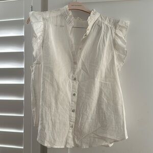 H&M white linen blouse